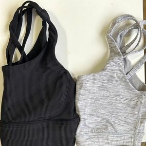 TWO size 6 Lululemon Energy Bras.